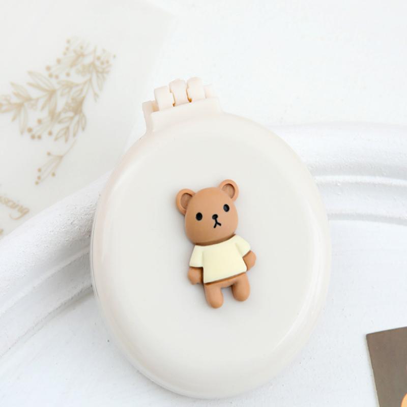 Teddy Bear Mini Hair Hand Mirror Brush Portable Comb