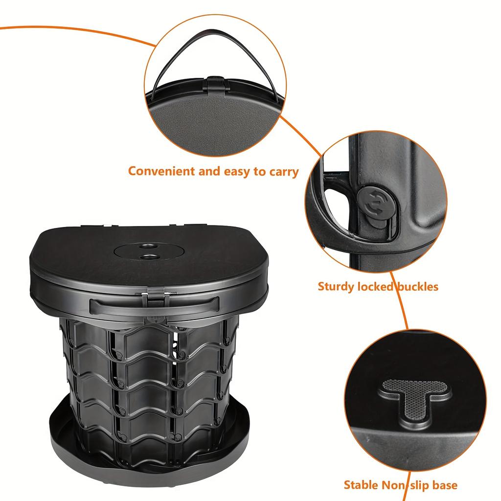 Adjustable Height Folding Toilet with Trash Bags And Storage Pouch Portable Car RV Toilet Camping Toilet Made of PP Material Retractable And Foldable