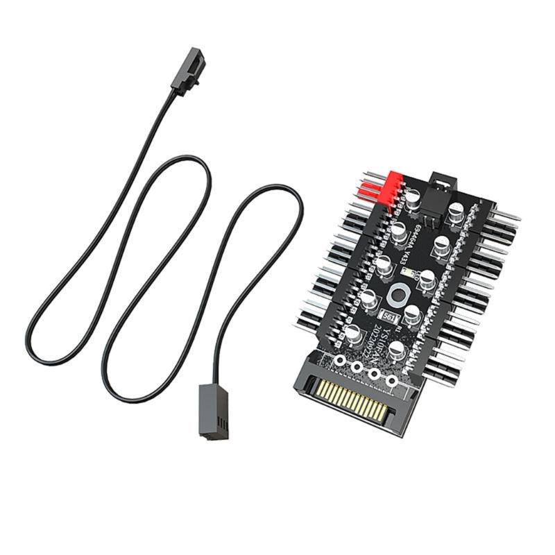2Pcs PWM Fan Splitter Fan CPU Cooling 10 Port To PWM Adapter 4Pin PC Fan Controller Splitter Adapter Card Adapter