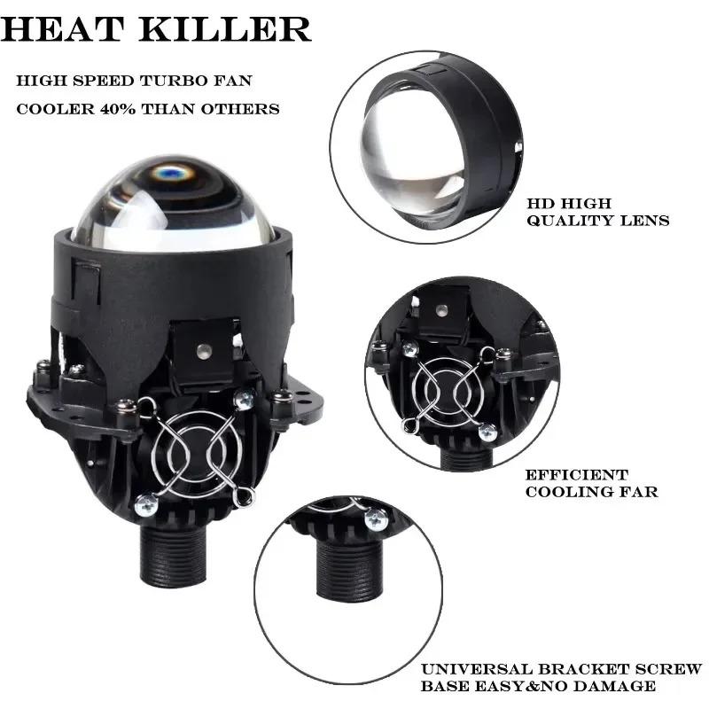 LED Light 12V Fog Lights Metal Projector Lens for 2.5 Inch HID Bi-xenon Fog Lamp Motorcycle Car Retrofit Use H4 H7 9005 HID