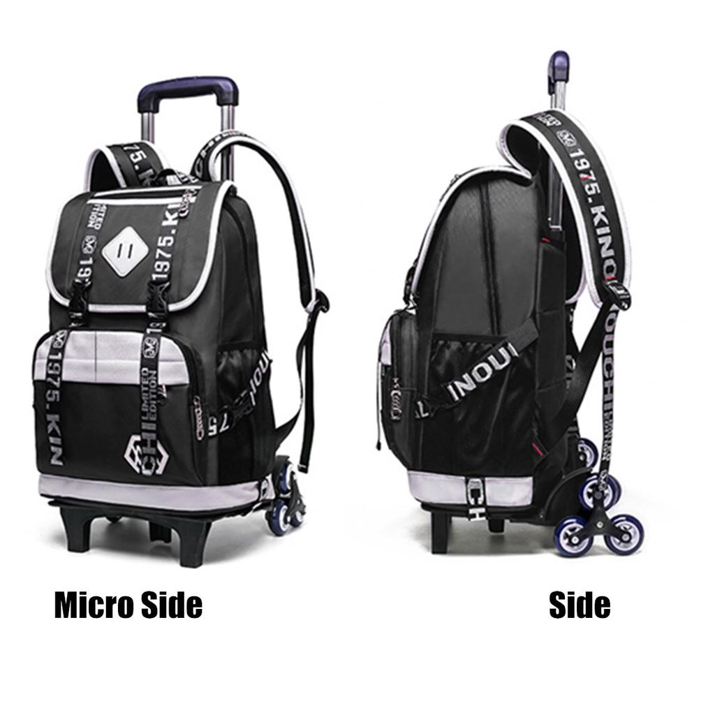 backpack rolling girl