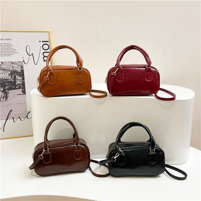 Multi Color Retro Style Mini Boston Handbag For Women Casual Crossbody Bag With Top Handle And Removable Strap For Daily Use