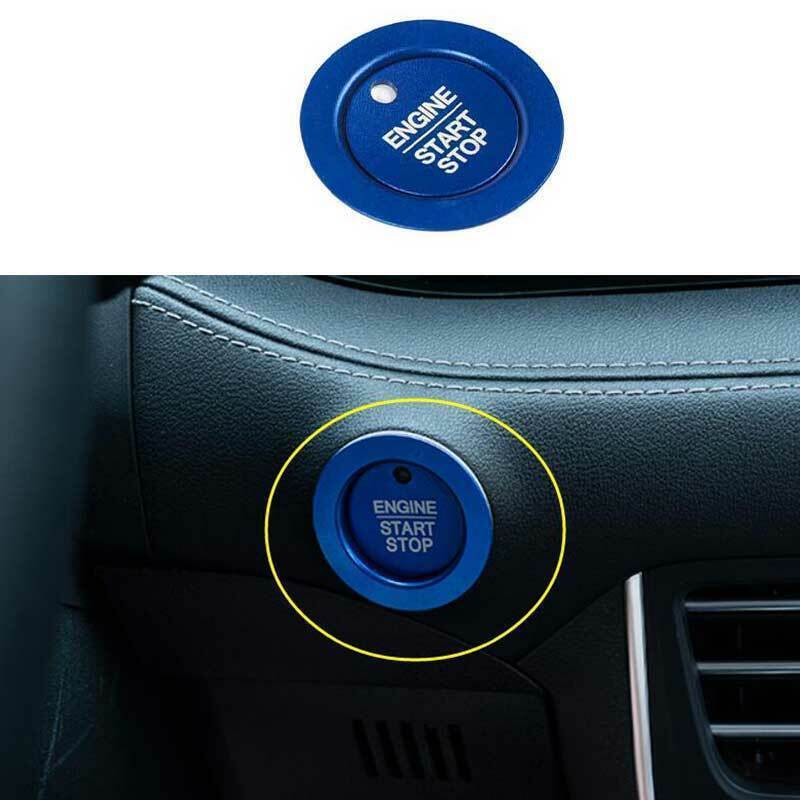 Blue Aluminum Alloy One-Click Startup Cover Trim 1PCS For Ford Edge 2015-