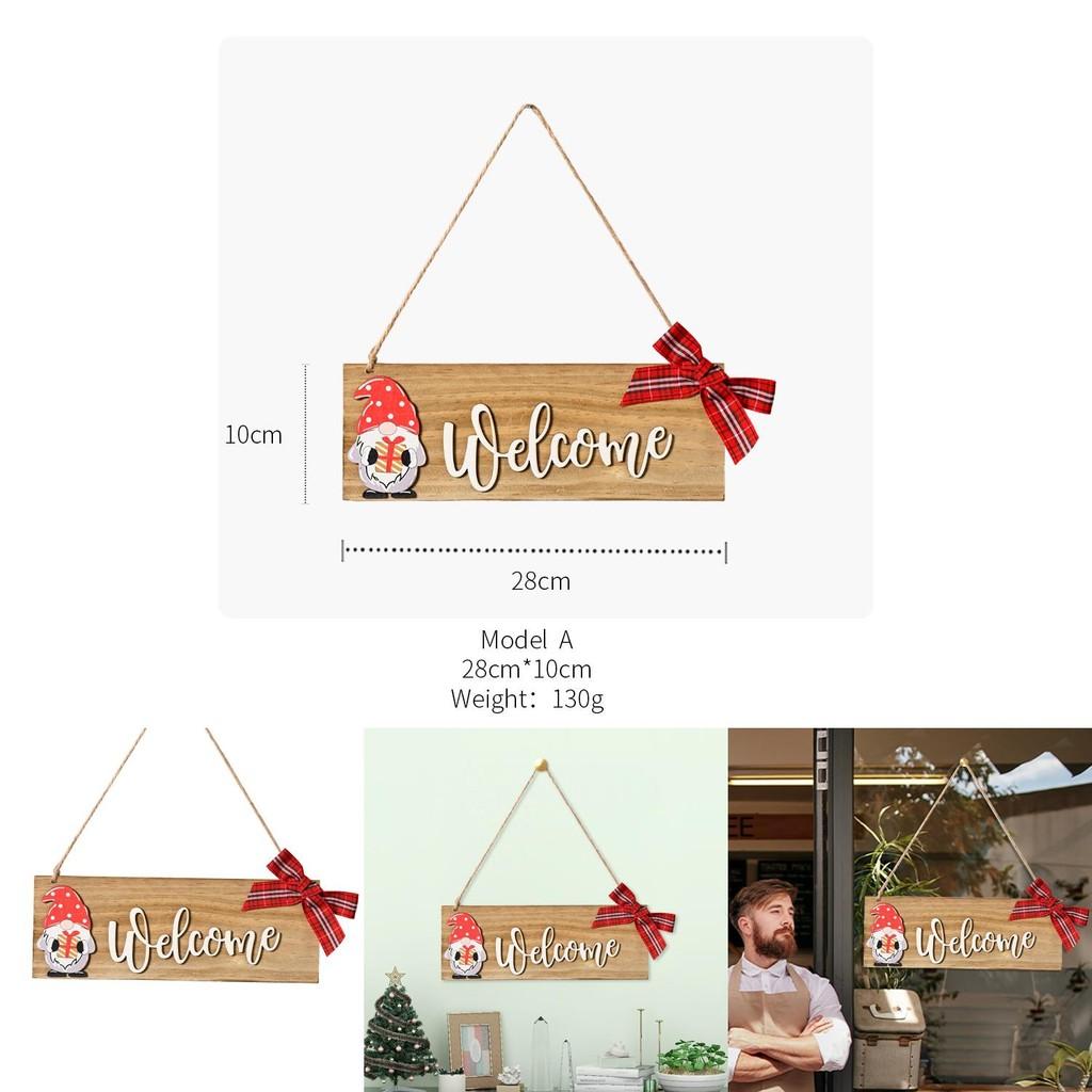 Wooden Christmas Unique Ornament Gnome Door Sign With Gift Box Rudolf Design For Festivities