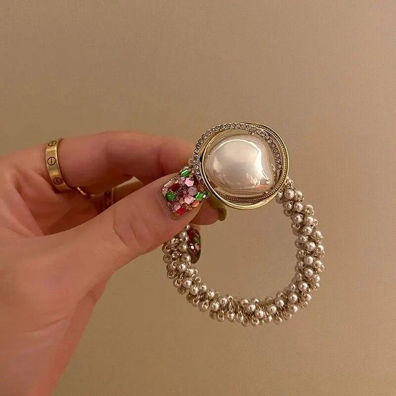 Fashion Lady Simulation Pearl Hair Ties Women Hair Scrunchie Hair Accessories Elsatic Rubber Band Hairband Ponytail Holders