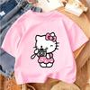 Hello Kitty Summer T-Shirt Cute Cartoon Casual Crew Neck Fashion Top for Boys and Girls