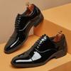 New Men's White Black Pointed Lace Up Business Flats Derby Shoes Male Luxury Designer Homecoming Wedding Dress Footwear