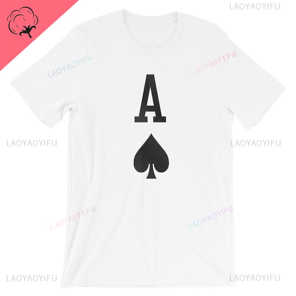 Queen of Hearts Playing Card T-shirt K Q Red Poker Card T Shirt Playing Card Cotton Tees Sustainable Unisex Classic Couple Gift