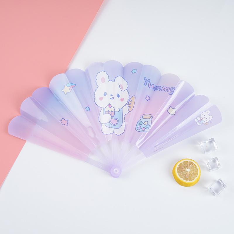 Mini Cartoon Handheld Folding Fan - Cute Student Design with Customizable Logo