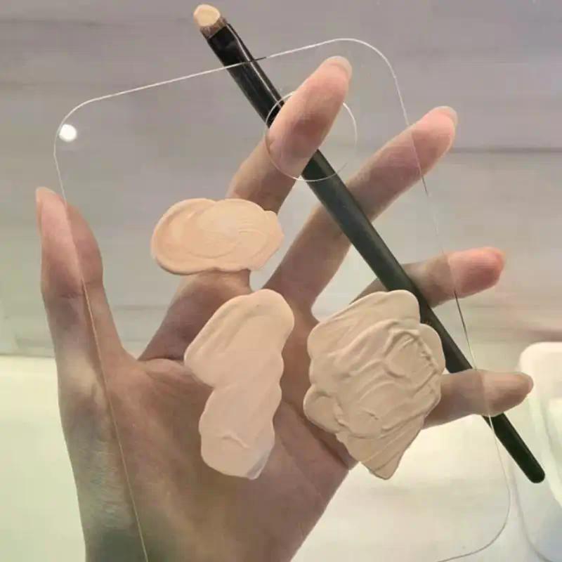 2Pcs Transparent Acrylic Makeup Palette Liquid Foundation Mixing Cream Manual Cosmetic Beauty Makeup Mixer Beauty Tool