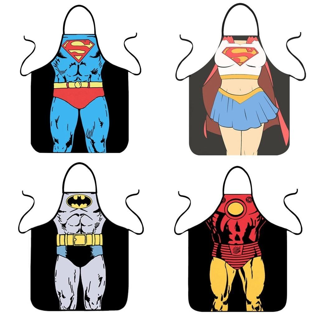 Women Kitchen Men Bib Aprons Comic Superhero Costume Apron Gift Funny