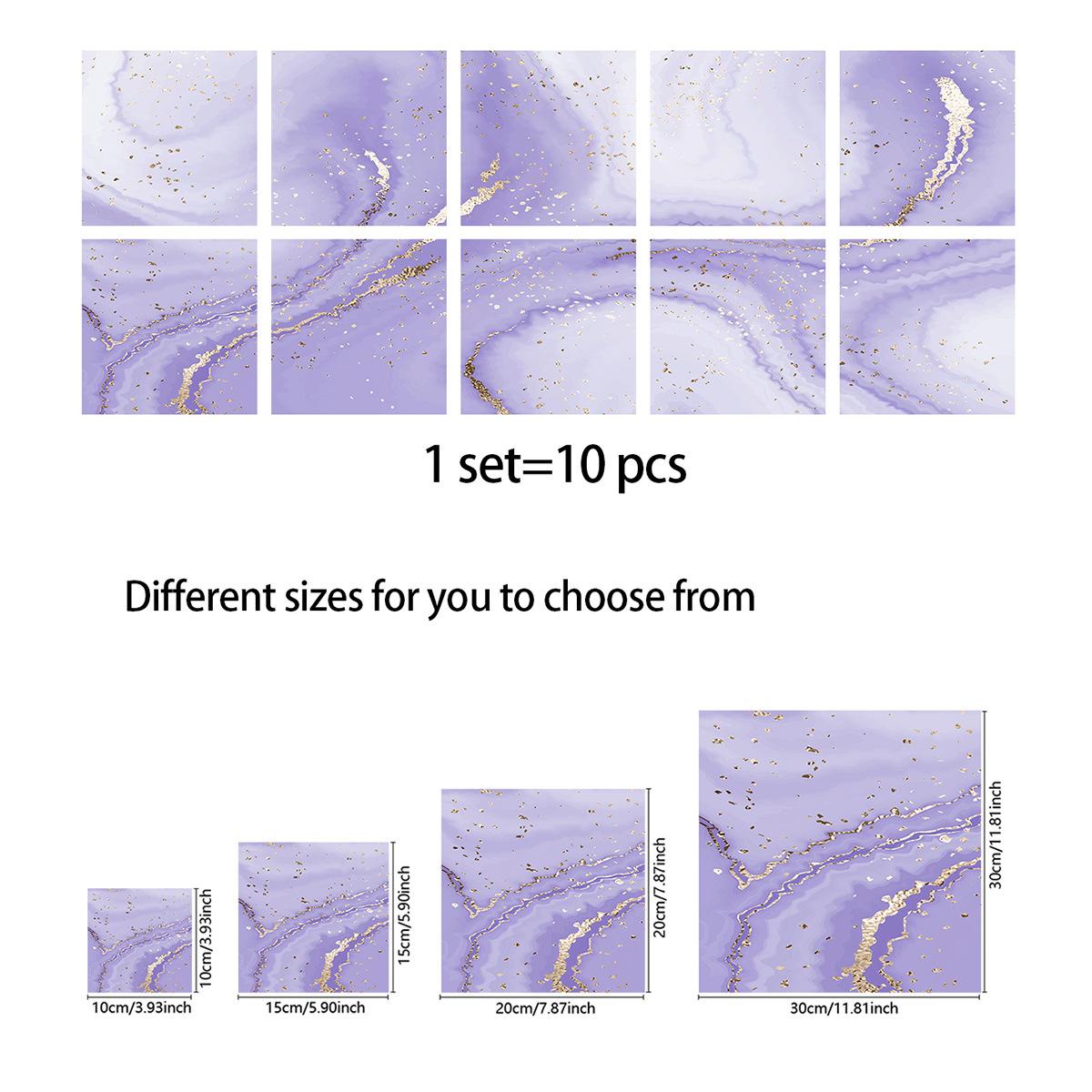 

10 шт., серо-белые красочные наклейки на мраморную плитку, кухонный шкаф, ванная комната, домашний декор, самоклеящиеся хрустальные твердые пленки, художественные наклейки на стены 10cm×10cm×10pcs