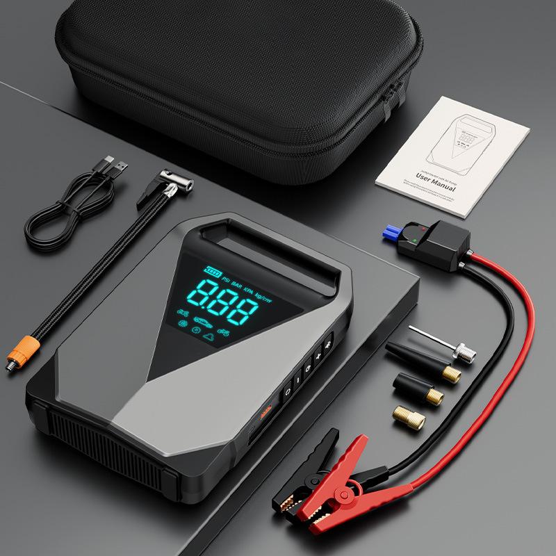 12000mAh High Capacity Multi-Function Car Jump Starter & Air Compressor, Emergency Battery Booster for Gas&Diesel Cars