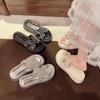 Strass coole Hausschuhe Damen Sommerbekleidung 2025 neu dicker Boden mit Rock Strand am Meer Ein-Wort-Schlepper
