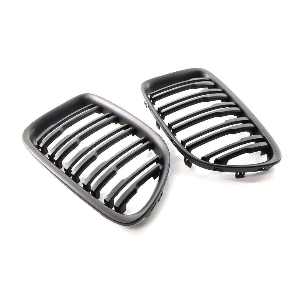 1 Pair Matte Black Car Front Bumper Double Slat Kidney Grille Sport Grills Replacement For BMW X1 E84 SDrive XDrive
