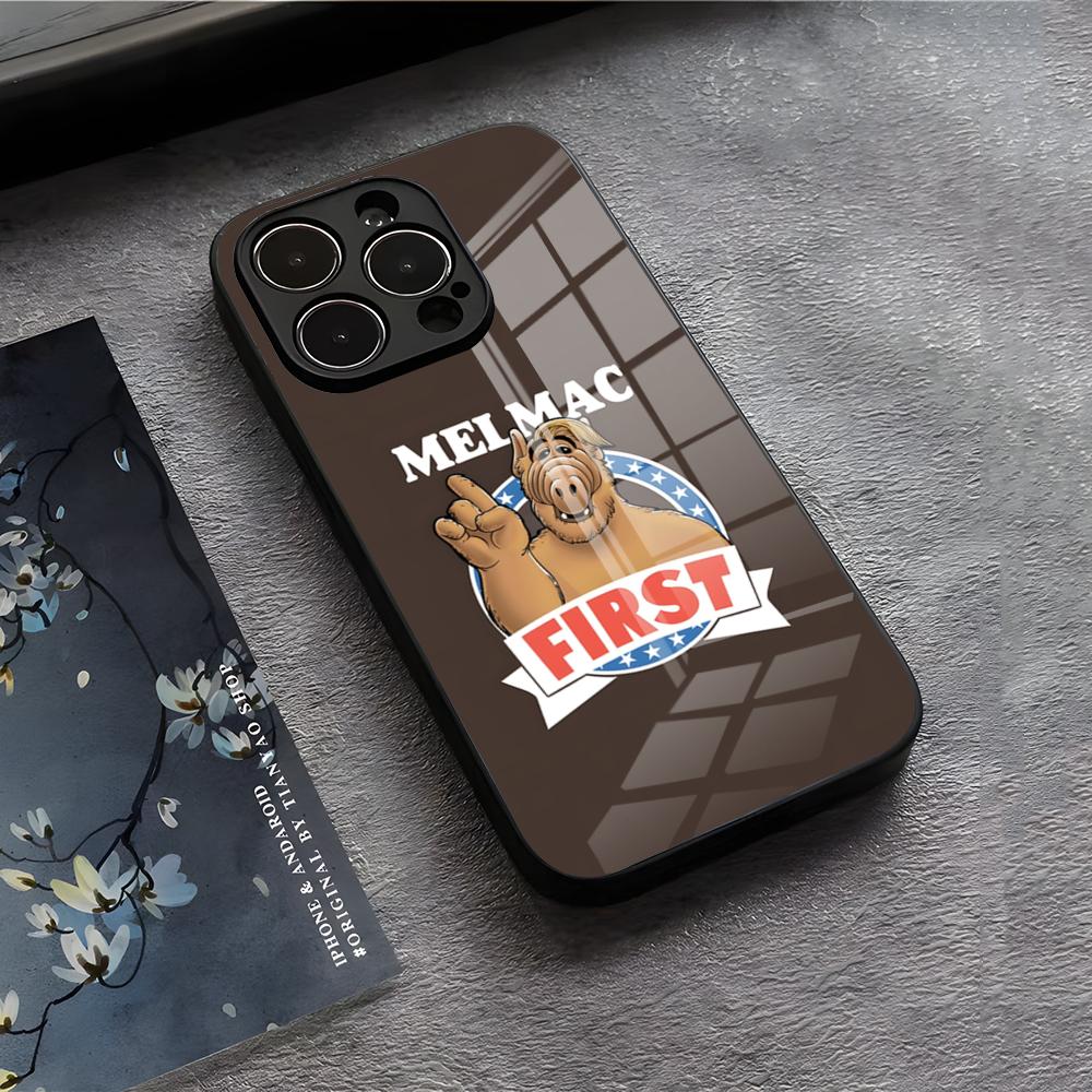 

TV S-Series A-Alf Phone Case For IPhone 17 Air 16 E Pro Max 15 14 13 Mini 12 Pro 11 Max Plus Black Glass Cover iPhone 16 Pro Max
