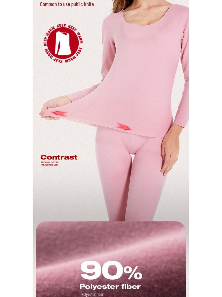 Women's Seamless Thermal Underwear Set: Plus Velvet Thick Top & Bottom; Thin, Cold-Proof for Autumn/Winter