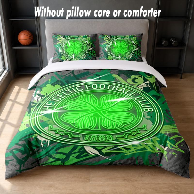 Celtic FC Design Bed Bedding Set 1 Duvet Cover + 2 Pillowcases Soft Breathable Household Bed Linens