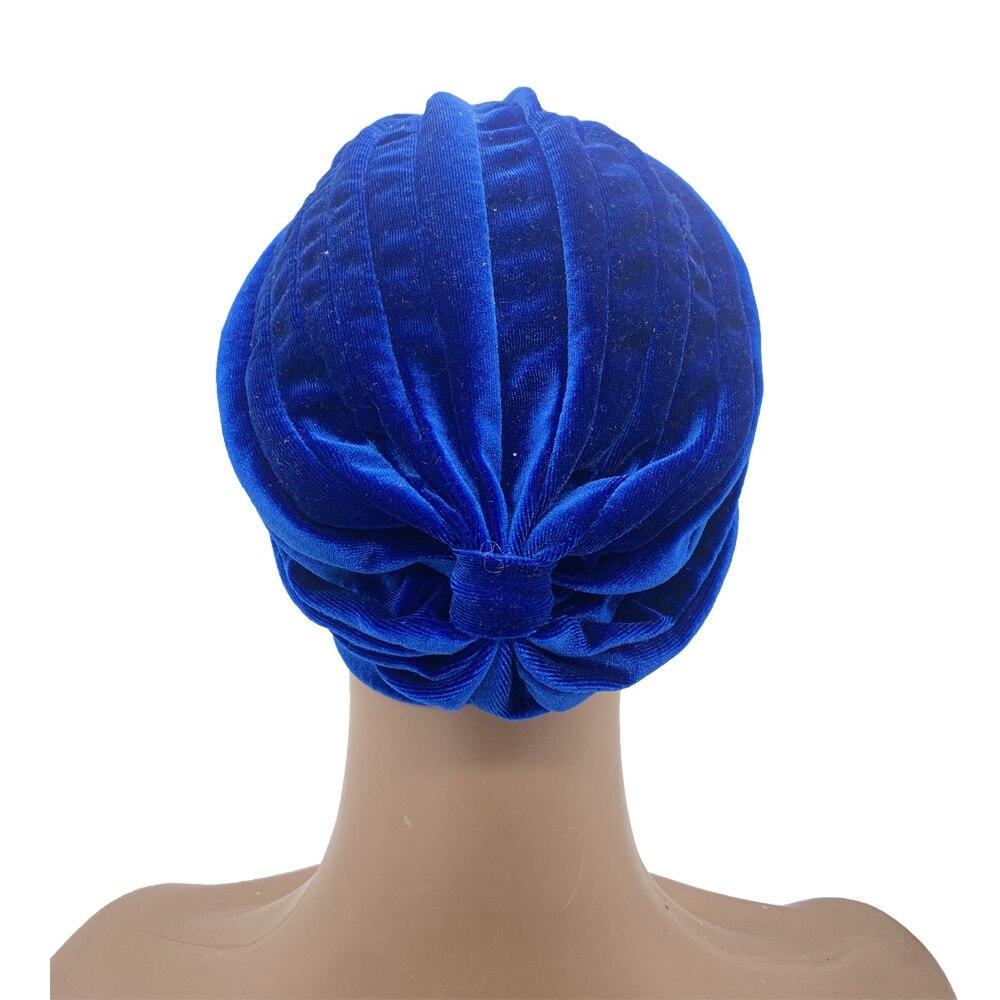 Luxuriöse Damen-Turban-Kappe aus Samt mit Strass und Blumenmuster