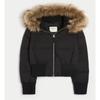 Chic Fur Collar Hooded Women's Cotton Jacket Solid Zipper Slim Waist Pocket Warm Thick Coat Winter Autumn Female Outerwear