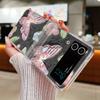 For Samsung Galaxy Z Flip6 Flip5 Flip4 Flip3 Shockproof Colorful Oil Painting Butterfly Patterned 3PCS Foldable Hard Pc Case Cover