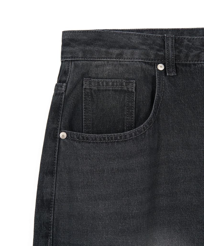 X Container Deep Washed Wide Denim Pants (Washed Black)
