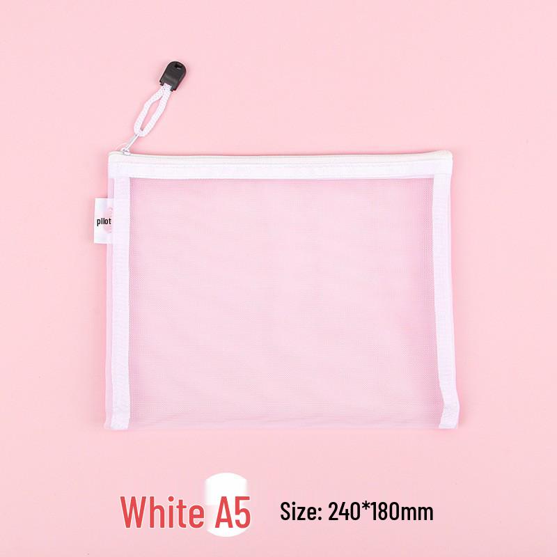 Large Capacity Transparent Nylon Mesh Document Bag - A4 Student and Office Zipper Storage Bag