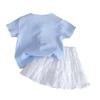 Girls Summer Fashion 2 Piece Set Cute Short Sleeve Top And Skirt Outfit Trendy Baby Clothes For Kids