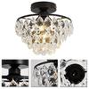 Nowoczesna Mała Kryształowa Lampa Sufitowa Mini Czarny Pół-Wpuszczany Żyrandol Lampa do Przedpokoju Sypialni Łazienki Garderoby e27