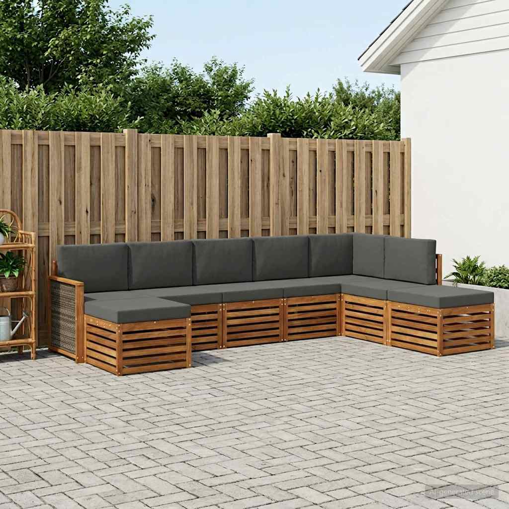 Corner Sofa Set with Cushions 6 pcs Natural and Anthracite