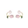 925 Silver Tulip Oil Drop Two-Way Pearl Earrings - Korean Sweet Flower Design for Women