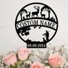 Customizable Hunting Scene Metal Wall Art Deer Silhouettes Classic Style Durable Iron Craft
