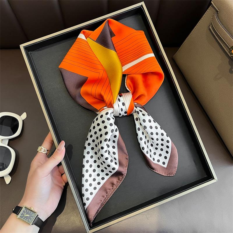 Luxury Yellow Lemon Print Square Silk Scarf For Women 70*70Cm Neck Ties Fashion Decorate Neckerchief Female Hijab Bag Ribbions