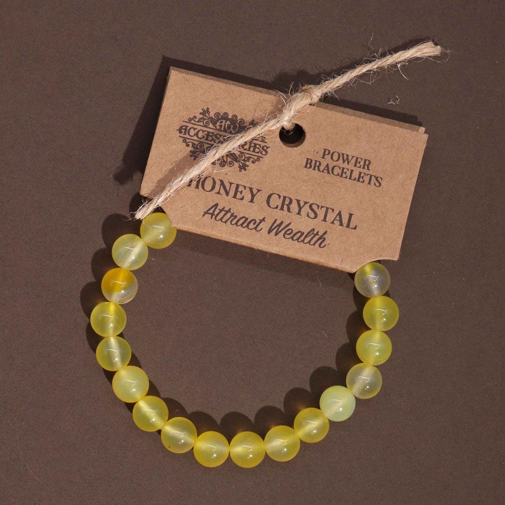 Honey Crystal Beaded Stretch Bracelet 8mm
