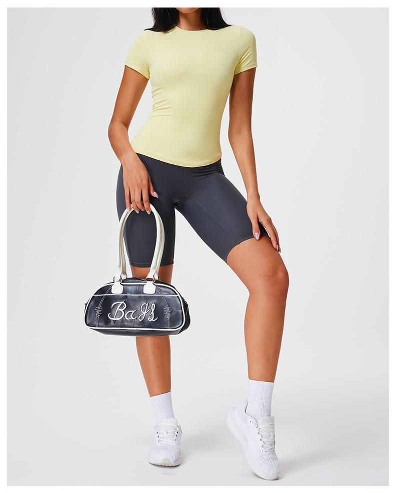 Top da Yoga Cai Jue da Donna, Vestibilità Slim, Manica Corta