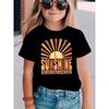 European Size Girls Round-neck Short-sleeved T-shirt with Unique English Patterns BE THE SUNSHINE