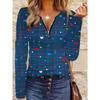 T-shirt da donna con stampa creativa, zip e maniche lunghe, traspirante, morbida e confortevole, adatta per l'abbigliamento casual tutto l'anno