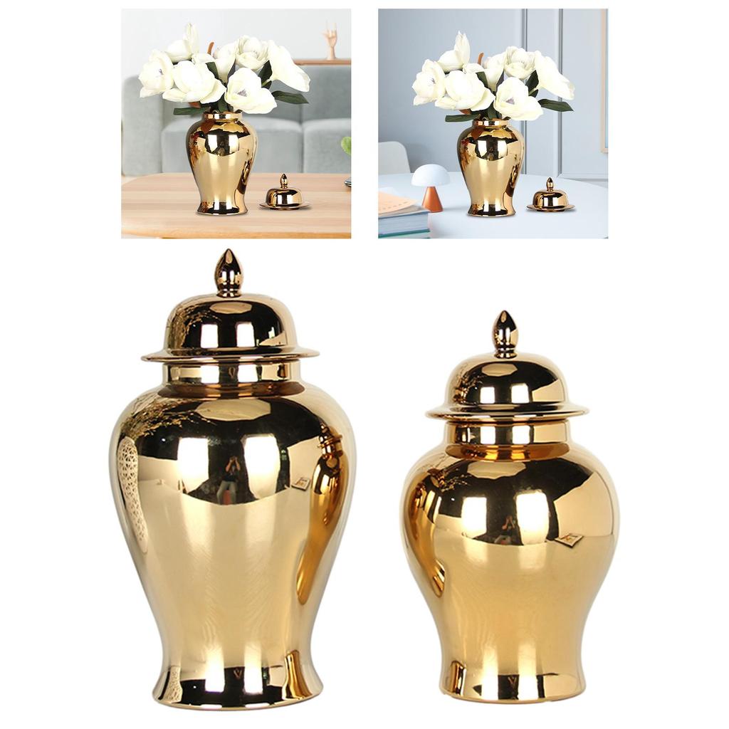 Ceramic Ginger Jar Canister Container Vase with Lid for Room Farmhouse Table 40x22cm