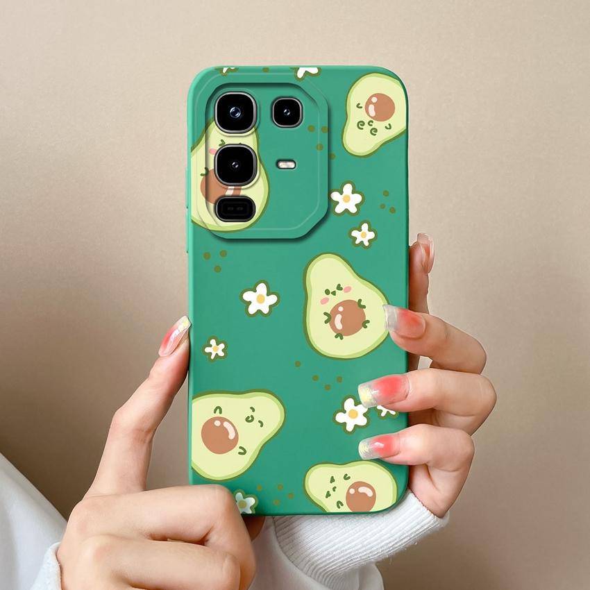 Phone Cover For Infinix Note 50 50X Pro Plus 50S Cute Cartoon Avocado Pattern Square Soft Liquid Silicone Advanced Dustproof Shell For Infinix Housing