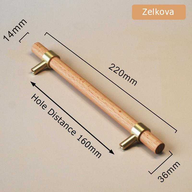 KAK Walnut Wooden Furniture Handle Brass Copper Drawer Knobs Kitchen Cabinets Pulls Dresser Knobs Wardrobe Pull Door Hardware