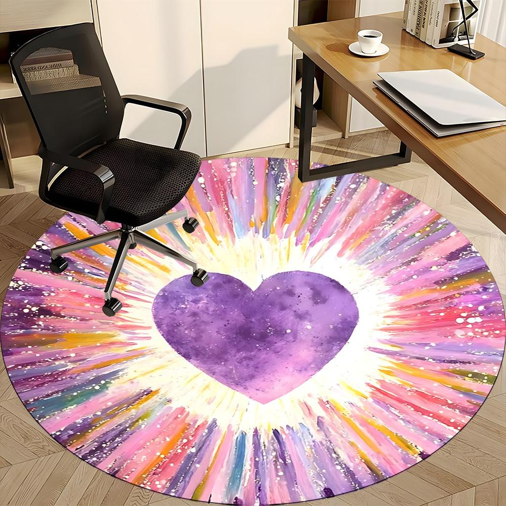 1pc Heartburst Office Round Area Rug,  Mat Suitable ForOffice, Under Office Chairs Bedroom Living Room Home Decor, Room Deco
