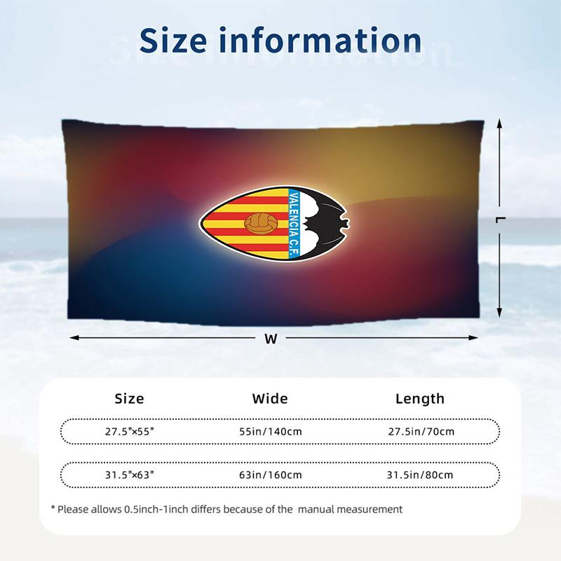 Valencia FC print Quick Dry Beach Towel Microfiber Absorbent Portable Travel Swimming Towel