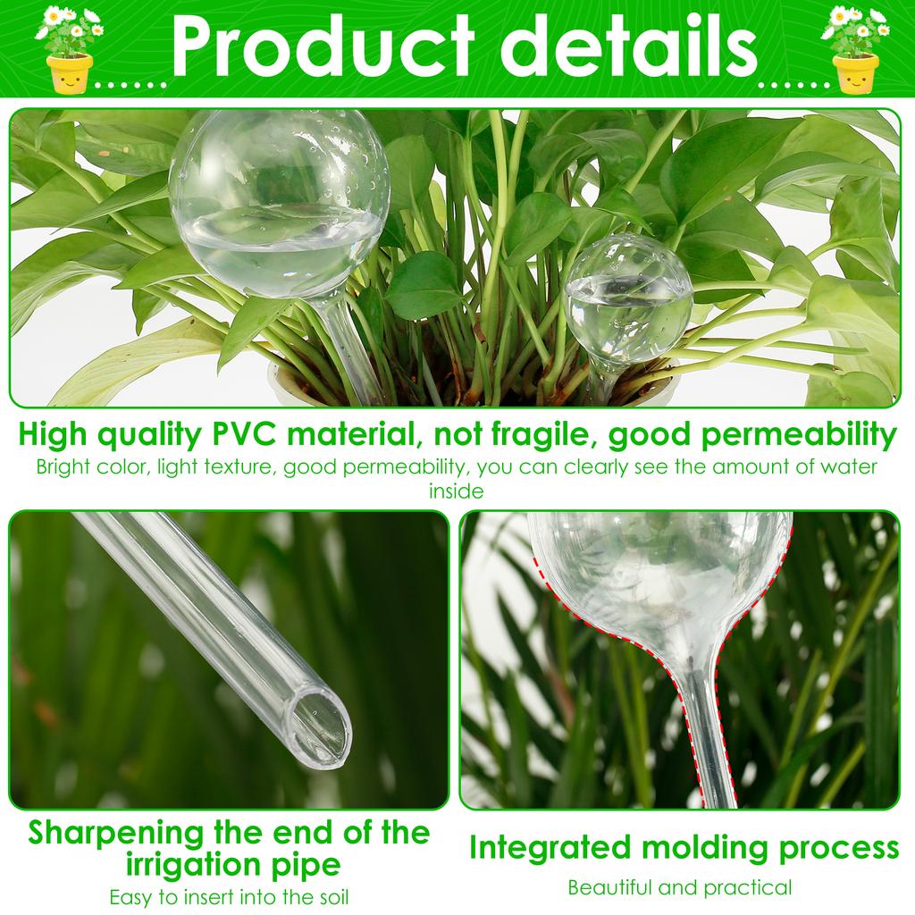 10 Pcs 150/60 ML Clear Plant Watering Globes Auto Waterer Planter Insert Stakes Reusable PVC Flower Self Feeder Ball for Potted
