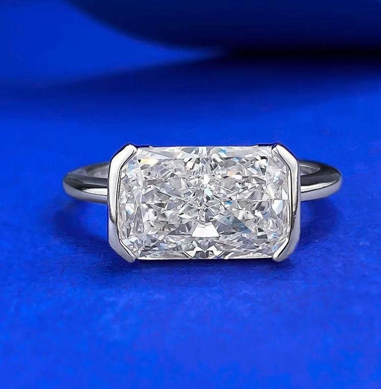 

Vintage Style Broken Ice Cut 925 Silver Ring 7 * 11 High Carbon Diamond Cube Candy INS Diamond Ring Light Luxury Gift 5