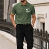 Men Short Sleeve Polo Shirt with Lapel Collar and Printed Pattern Lightweight Breathable Ice Silk Fabric Casual Fit Top