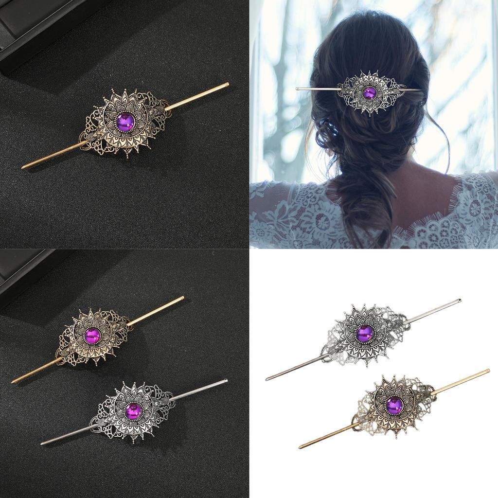 Carved Flower Hair Stick with Crystal Filigree Buyao for Women Girl Buyao for Traditional Headpieces Hair Jewelry