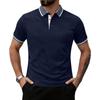 Men Short Sleeve Polo Shirt Classic Fit Pattern Button Down Collar Casual Top for Everyday Wear