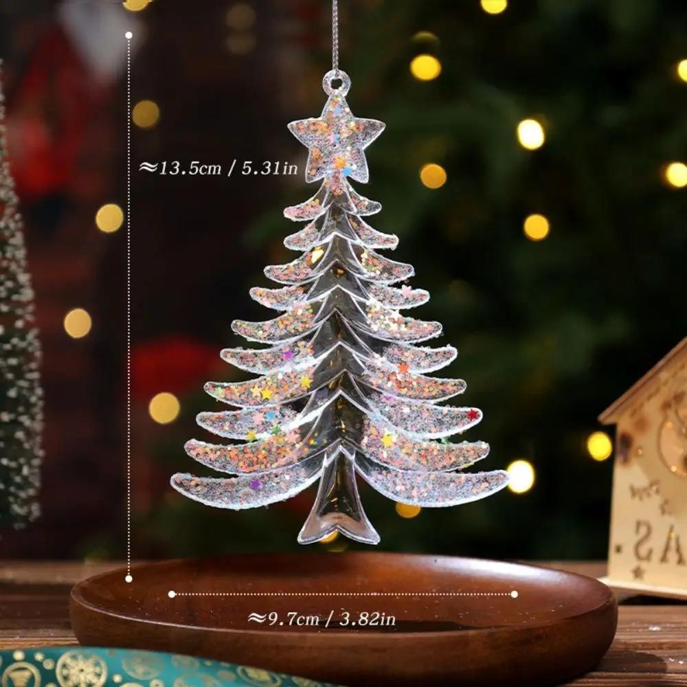 Acrylic Christmas Snowflake Pendants Transparent Glitter Christmas Tree Hangings Snowflake Design Crystal Clear