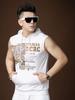 Summer Thin Men's Outerwear Tiger Rhinestone Hooded Sleeveless T-shirt Vest Fashion Casual Sports Waistcoat Men's Clothing