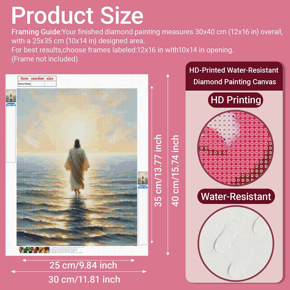Diamantmalerei Jesus geht auf dem Wasser 5D DIY Heimzimmer Dekoration Set